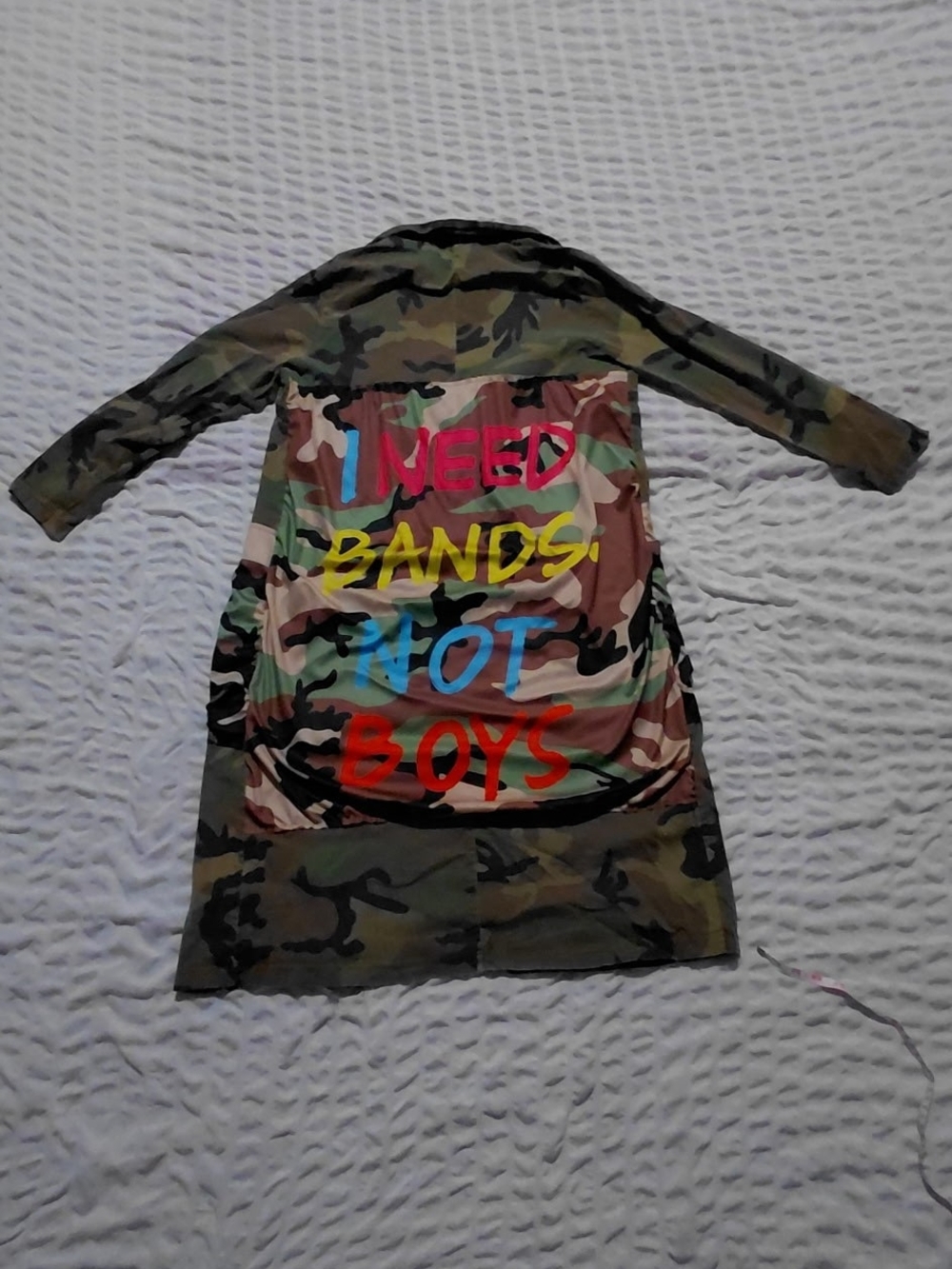 SHEIN Camouflage Trench Coat with Multicolor Slogan